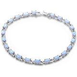 Tennis Bracelet Oval Lab Created Opal 925 Sterling Silver Choose Color - Blue Apple Jewelry