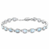 Bracelet Oval Created Opal 925 Sterling Silver (5mm )