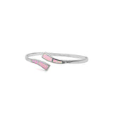 Bypass Wrap Adjustable Bangle Bracelet Lab Created Pink Opal 925 Sterling Silver