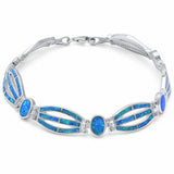 Fancy Created Blue Opal Bracelet 925 Sterling Silver