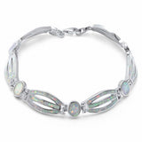 Fancy Created Blue Opal Bracelet 925 Sterling Silver