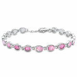 Bracelet Oval Created Opal 925 Sterling Silver (5mm )