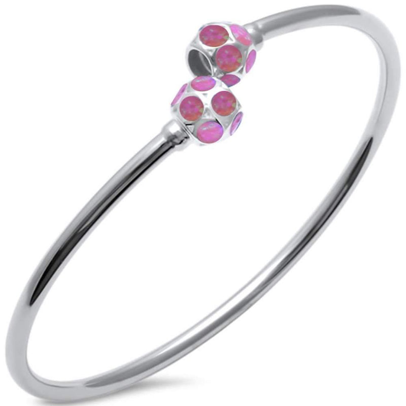 Cuff Bangle Bracelet Created Opal 925 Sterling Silver