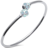 Cuff Bangle Bracelet Created Opal 925 Sterling Silver