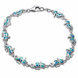 Seahorse Bracelet Created Opal 925 Sterling Silver