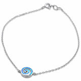 Dainty Spiral Bracelet Swirl Lab Created Opal 925 Sterling Silver Choose Color