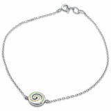 Dainty Spiral Bracelet Swirl Lab Created Opal 925 Sterling Silver Choose Color
