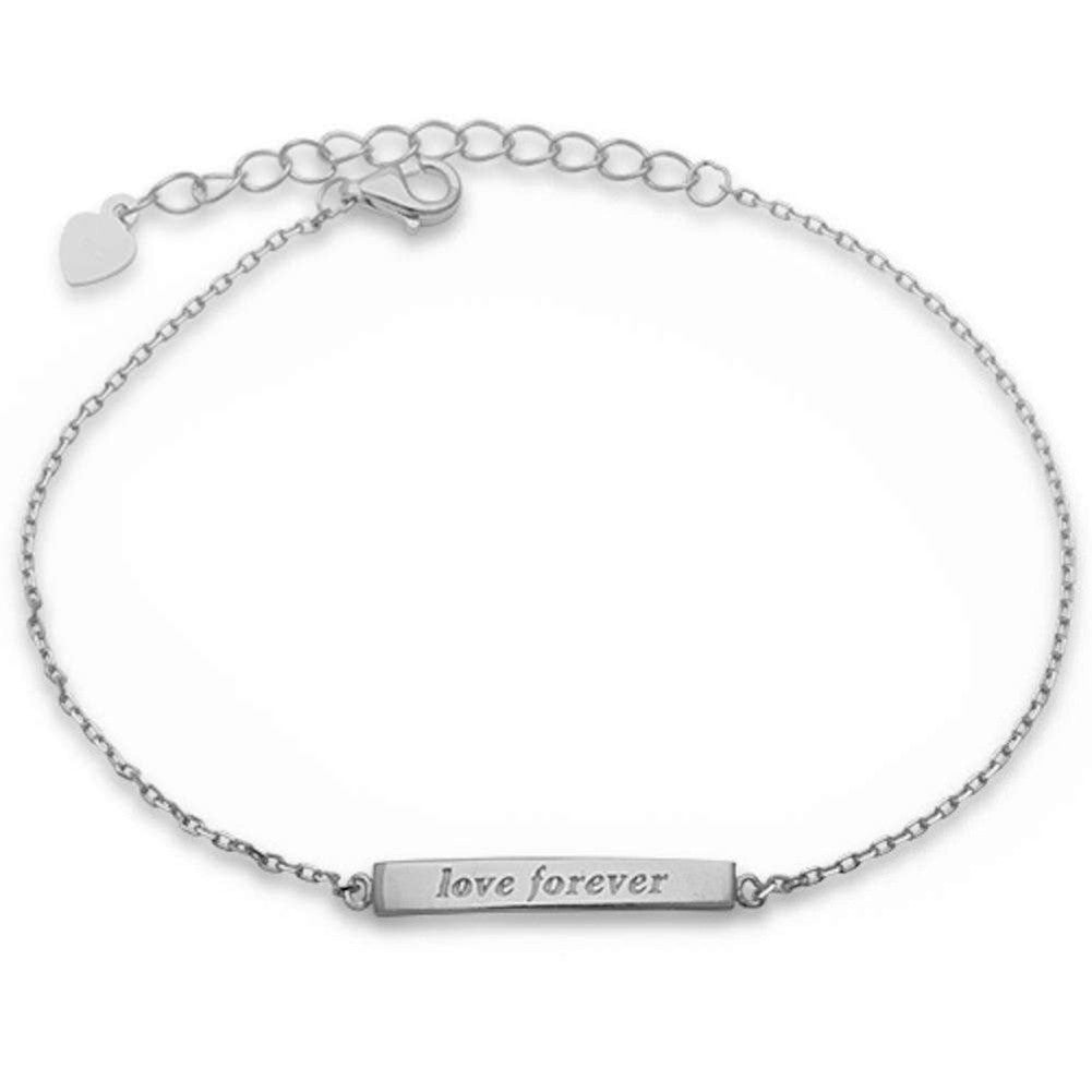 Love Forever ID Bracelet Engraved 925 Sterling Silver