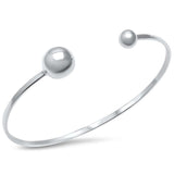 Small Big Ball Round Cuff Bangle Bracelet 925 Sterling Silver