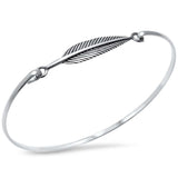 Feather Cuff Bangle Bracelet 925 Sterling Silver
