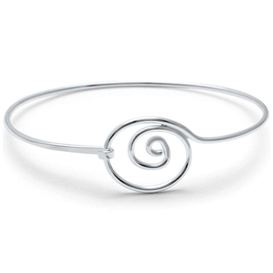 Plain Swirl Spiral Bangle Bracelet 925 Sterling Silver