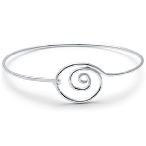 Plain Swirl Spiral Bangle Bracelet 925 Sterling Silver