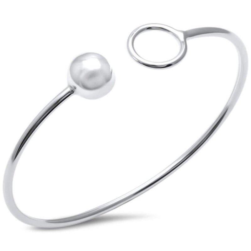 Fashion Open Circle Ball Bangle Bracelet 925 Sterling Silver