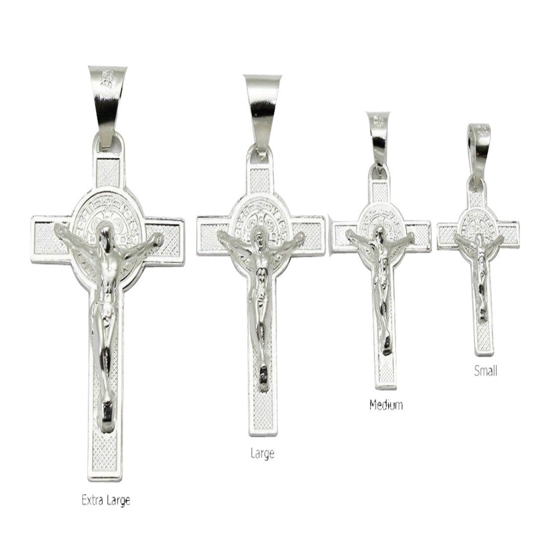 San Benito Cross Design Crucifix Pendant 925 Sterling Silver - Blue Apple Jewelry