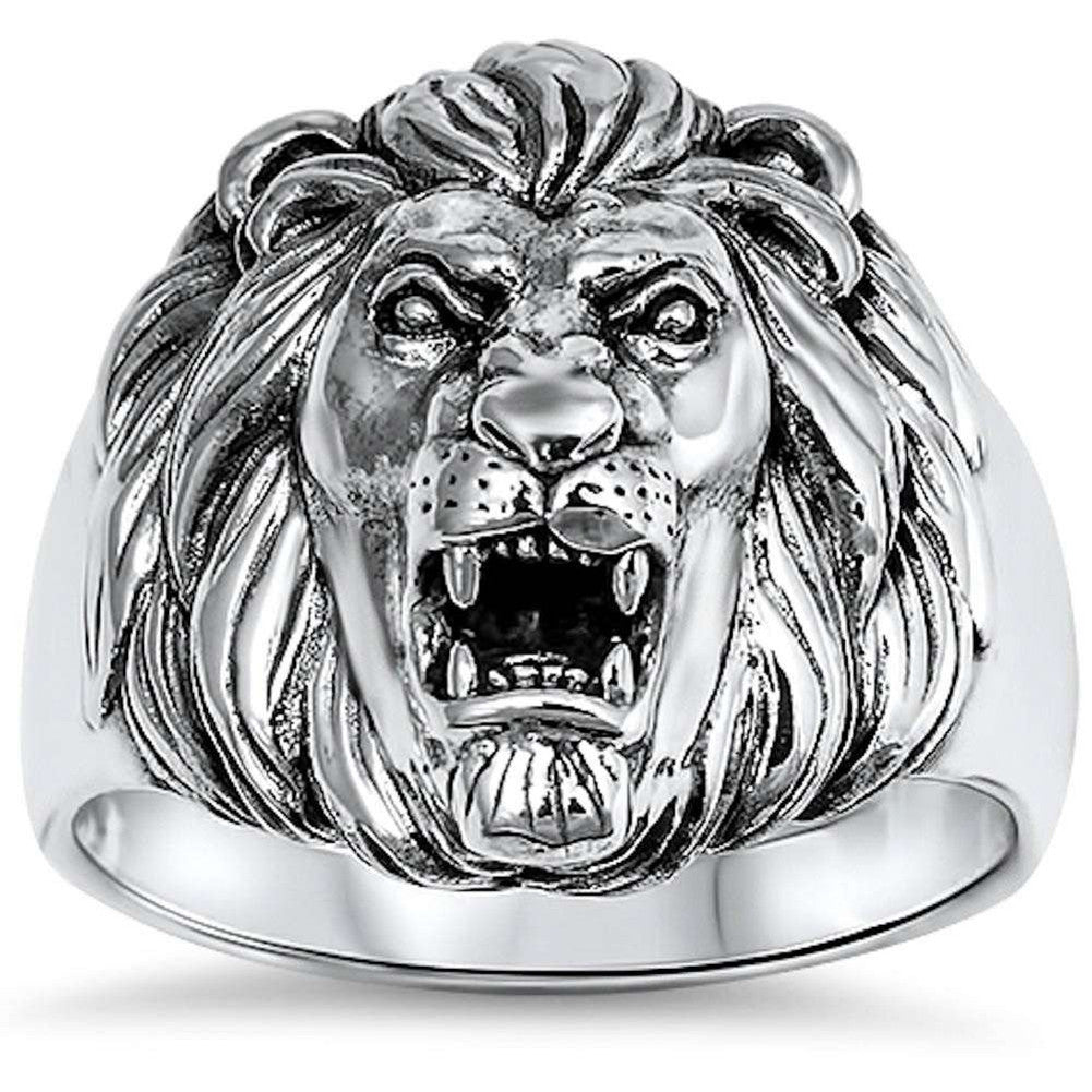 Konstantino Greek Myth Lion Head Ring in Silver and Gold