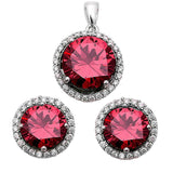 Halo Jewelry Set Pendant Earring Matching Set Wedding Engagement Bridal 925 Sterling Silver Choose Color