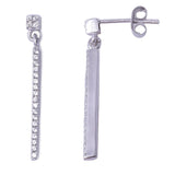 Bar Design Earrings Dangling Round Cubic Zirconia 925 Sterling Silver