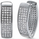 Modern Design Micro Pave Hoop Earrings 925 Sterling Silver