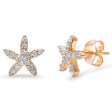 Starfish Earrings Round Micro Pave Cubic Zirconia 925 Sterling Silver Starfish Stud Choose Color - Blue Apple Jewelry