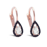 Halo Teardrop Bridal Earrings Lever back Pear Round Cubic zirconia 925 Sterling Silver