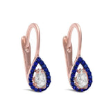 Halo Teardrop Bridal Earrings Lever back Pear Round Cubic zirconia 925 Sterling Silver