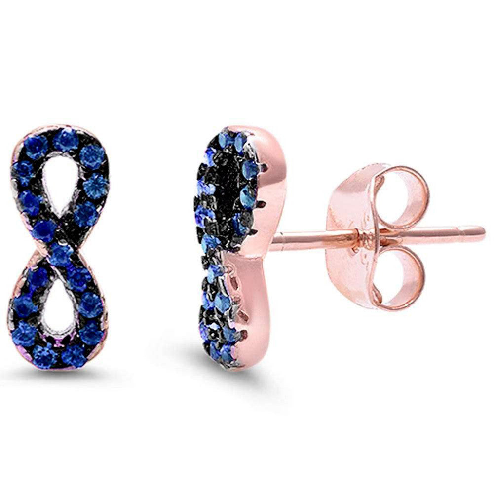 Infinity Earrings Round Cubic Zirconia 925 Sterling Silver Choose Color Crisscross Infinity Stud Earring - Blue Apple Jewelry