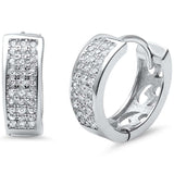 5mmx14mm Huggie Earrings Hoop Round Micro Pave Cubic Zirconia 925 Sterling Silver