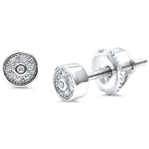 4mm Round Pave Unisex Stud Halo Earrings Round CZ 925 Sterling Silver Screwback Choose Color - Blue Apple Jewelry