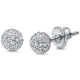 6mm Round Cubic Zirconia Stud Earrings 925 Sterling Silver Fire Ball Fashion Sphere Earrings Screwback