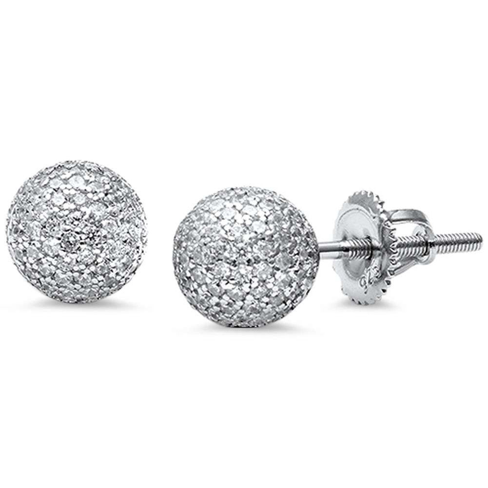 7mm Round Cubic Zirconia Stud Earrings 925 Sterling Silver Fire Ball Fashion Sphere Earrings Screwback - Blue Apple Jewelry