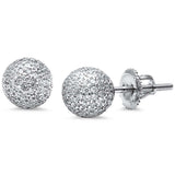 7mm Round Cubic Zirconia Stud Earrings 925 Sterling Silver Fire Ball Fashion Sphere Earrings Screwback