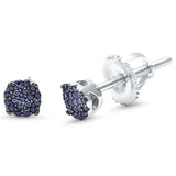 Hip Hop Stud Earrings Unisex 925 Sterling Silver Cubic Zirconia Screw Back (4 mm)