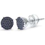 Hip Hop Stud Earrings Men Women Unisex 925 Sterling Silver Round Pave Black Cubic Zirconia Screw Back (6mm)