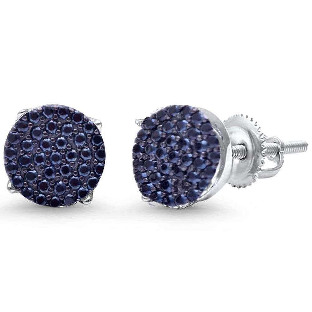 Sterling Silver Round CZ Stud Earrings with Screw back