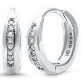 Huggie Earrings Half Eternity Round Cubic Zirconia 925 Sterling Silver Huggie Hoop Earring