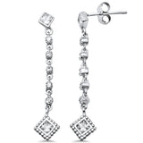 Drop Dangle Long Earrings Round Princess Cut Square Cubic Zirconia 925 Sterling Silver Choose Color