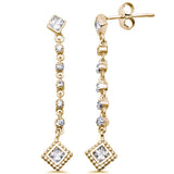 Drop Dangle Long Earrings Round Princess Cut Square Cubic Zirconia 925 Sterling Silver Choose Color