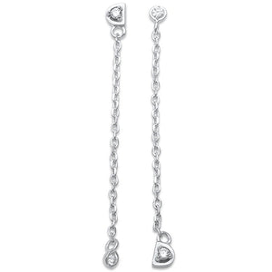 Drop Dangle Chain Design Earrings Round Cubic Zirconia 925 Sterling Silver Choose Color