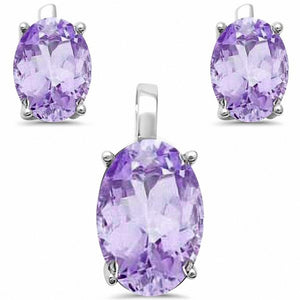 Solitaire Oval Jewelry Set Cubic Zirconia 925 Sterling Silver