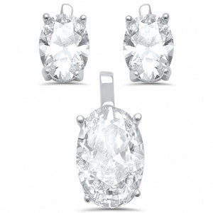 Solitaire Oval Jewelry Set Simulated CZ 925 Sterling Silver