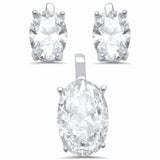 Solitaire Oval Jewelry Set Simulated CZ 925 Sterling Silver