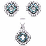 Fashion Jewelry Set Round Simulated Cubic Zirconia 925 Sterling Silver
