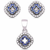 Fashion Jewelry Set Round Simulated Cubic Zirconia 925 Sterling Silver