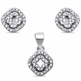 Fashion Jewelry Set Round Simulated Cubic Zirconia 925 Sterling Silver