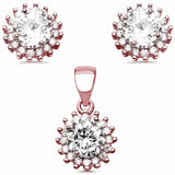 Halo Jewelry Set Round Simulated Cubic Zirconia 925 Sterling Silver Choose Color