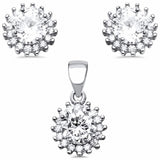 Halo Jewelry Set Round Simulated Cubic Zirconia 925 Sterling Silver Choose Color