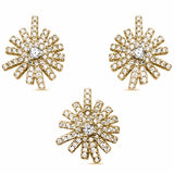Starburst Jewelry Set Round Cubic Zirconia 925 Sterling Silver Pendant Earring