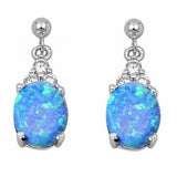 Dangling Earrings Oval Round Cubic Zirconia 925 Sterling Silver