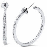 New Design Hoop Earrings Round Cubic Zirconia 925 Sterling Silver