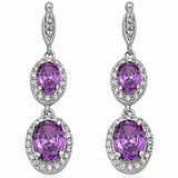 Halo Drop Dangle Chandelier Earring Oval Round Cubic Zirconia 925 Sterling Silver